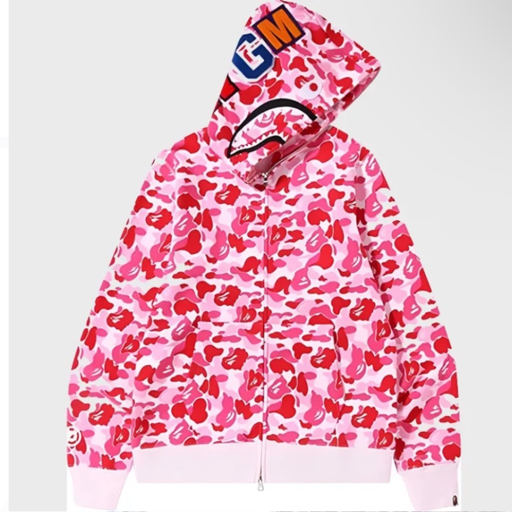 Small pink bape hoodie
